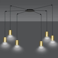 Emibig TRAKER 6-lichts hanglamp - Zwart goud frame - Mooier Thuis