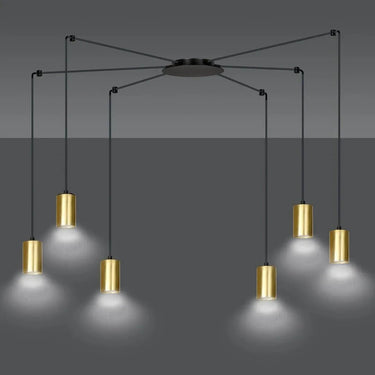 TRAKER 6-lichts hanglamp - Zwart goud frame