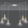 TRAKER 6-lichts hanglamp - Wit gouden accenten hanglamp met lampenkap - 300 cm breed