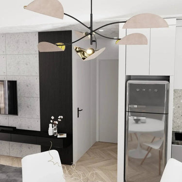 LOTUS 6-lichts hanglamp - Grijs textiel