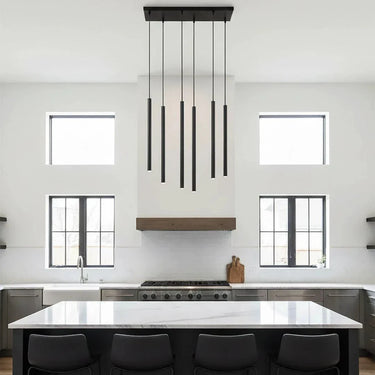 SELTER 6-lichts hanglamp - Zwart minimalistisch