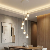 Loop hanglamp wit glas 6-lichts naturel