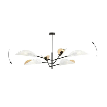 VENE 6-lichts hanglamp - Wit/goud stoffen kappen