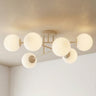 Roma plafondlamp opaalwit glas 6-lichts mokka plafondlamp met ronde bol - 72 cm breed