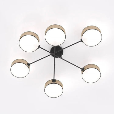 MAGA 6-lichts plafondlamp - Zwart rattan