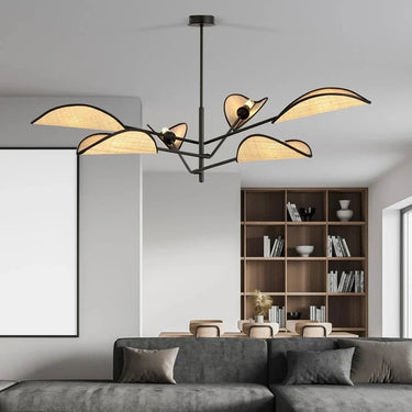 VENE 6-lichts hanglamp - Zwart rattan