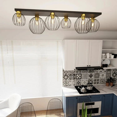 NEST 6-lichts plafondlamp - Zwart goud