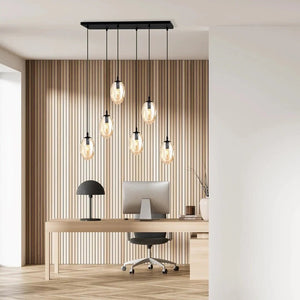 ASTRAL 6-light pendant lamp - Amber glass