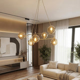 Azura hanglamp amber glas 6-lichts amber hanglamp met ronde bol - sfeervol in een Glamour interieur