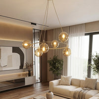 Azura hanglamp amber glas 6-lichts amber