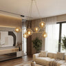 Azura hanglamp amber glas 6-lichts amber hanglamp met ronde bol - sfeervol in een Glamour interieur