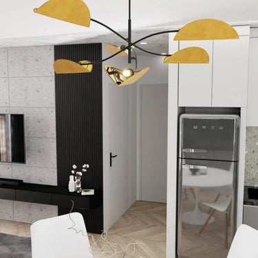 LOTUS 6-lichts hanglamp - Mosterd textiel