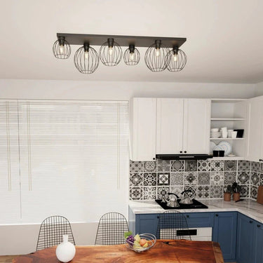 NEST 6-lichts plafondlamp - Zwart draad design