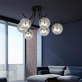 BOSTON 6-lichts plafondlamp - Smoked glas plafondlamp met ronde bol - sfeervol in een Modern interieur
