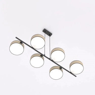 DRUMZ 6-lichts hanglamp - Rotan kappen - Zwart frame