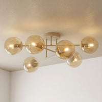 Roma plafondlamp amber glas 6-lichts amber
