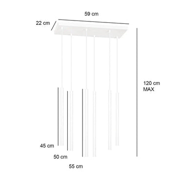 SELTER 6-lichts hanglamp - Wit frame