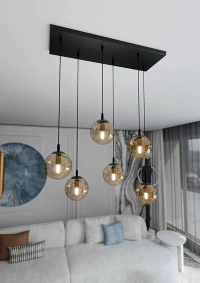 COSMO 6-lichts hanglamp - Amber glas