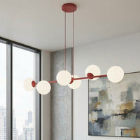 Magnus hanglamp opaalwit glas 6-lichts bordeaux