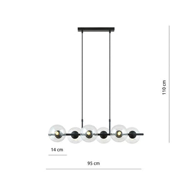 RORY 6-lichts hanglamp - Helder glas