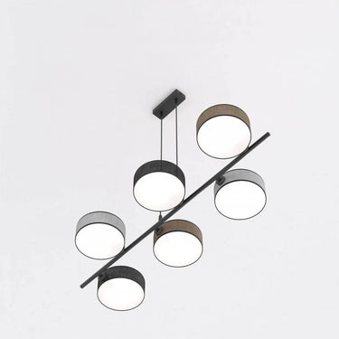 DRUMZ 6-lichts hanglamp - Mix textiel - Zwart frame