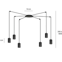 TRAKER 6-lichts hanglamp - Zwart - afbeelding 2