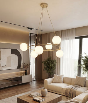 Azura hanglamp opaalwit glas 6-lichts