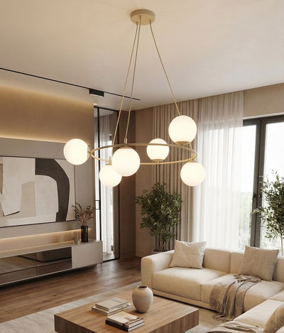 Azura hanglamp opaalwit glas 6-lichts
