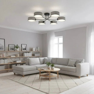 MAGA 6-lichts plafondlamp - Grijs frame plafondlamp met kap - bestellen bij Mooier Thuis