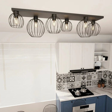 NEST 6-lichts plafondlamp - Zwart draad design