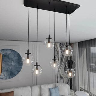 COSMO 6-lichts hanglamp - Helder glas hanglamp met ronde bol - sfeervol in een Modern interieur