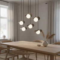 RITUAL 6-lichts hanglamp - Wit glas - Zwart frame - afbeelding 2