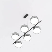 DRUMZ 6-lichts hanglamp - Grijze stoffen kappen - afbeelding 2