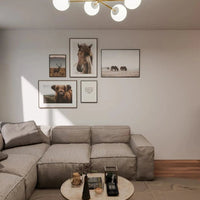 MAGNUM 6-lichts plafondlamp - Wit glas - Goud frame - afbeelding 2