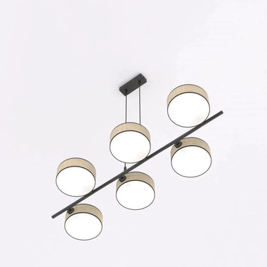 DRUMZ 6-lichts hanglamp - Rotan kappen - Zwart frame