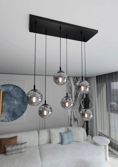 COSMO 6-light Pendant Lamp - Smoked Glass