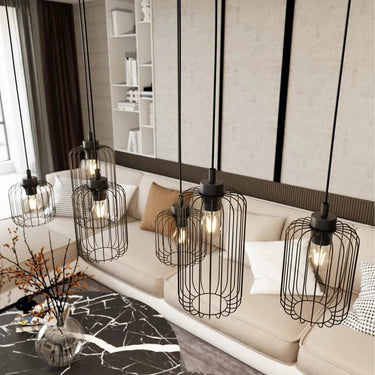 VANDER 6-lichts hanglamp - Zwart draadframe