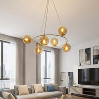 Azura hanglamp amber glas 6-lichts amber