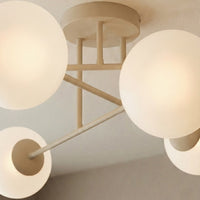 Roma plafondlamp opaalwit glas 6-lichts mokka