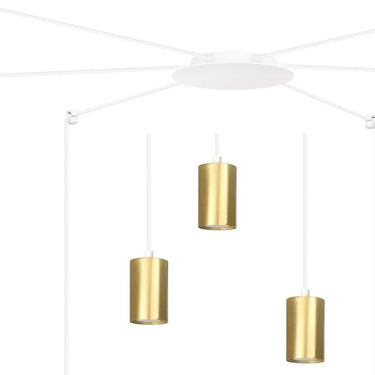 TRAKER 6-lichts hanglamp - Wit gouden accenten