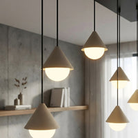 Giro hanglamp wit glas 6-lichts mokka