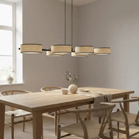 DRUMZ 6-lichts hanglamp - Rotan kappen - Zwart frame hanglamp met lampenkap - afbeelding 5