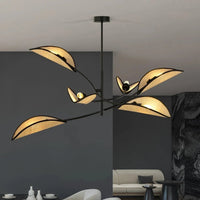 LOTUS 6-lichts hanglamp - Zwart frame rotan kappen hanglamp met lampenkap - afbeelding 5