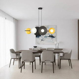 VOLUME 6-lichts hanglamp - Mix glazen kappen hanglamp met lampenkap - afbeelding 5