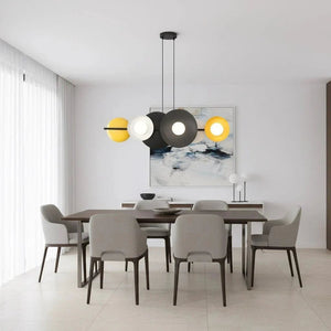 VOLUME 6-lichts hanglamp - Mix glazen kappen