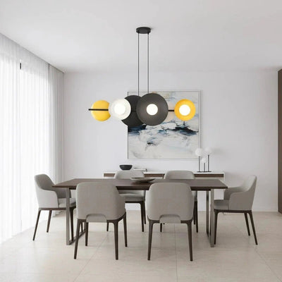 VOLUME 6-lichts hanglamp - Mix glazen kappen
