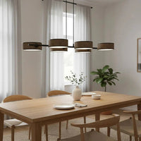 DRUMZ 6-lichts hanglamp - Bruin textiel hanglamp met lampenkap - afbeelding 5