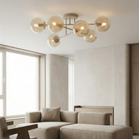 Roma plafondlamp amber glas 6-lichts amber plafondlamp met ronde bol - afbeelding 5