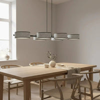 DRUMZ 6-lichts hanglamp - Grijze stoffen kappen hanglamp met lampenkap - afbeelding 5