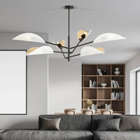 VENE 6-lichts hanglamp - Wit/goud stoffen kappen hanglamp met lampenkap - afbeelding 5
